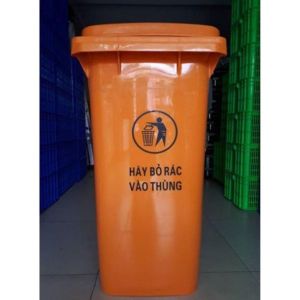 Thùng Rác Màu Cam Có Nắp