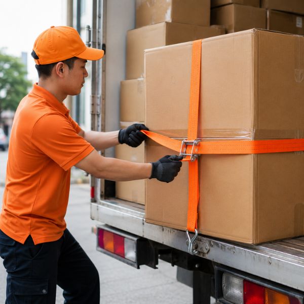 Dây Bẹ 35mm 40g/M 100m/Cuộn Màu Orange Tải 1500k Usafety Mỹ Tiêu Chuẩn CE Chằng Hàng Tiêu Chuẩn