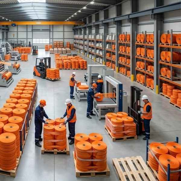 Dây Bẹ 50mm 70g/m 100m/Cuộn Màu Orange Tải 3000Kg Usafety Mỹ Tiêu Chuẩn CE chuyên dụng - US-PEW-7050 chi tiết móc khoá