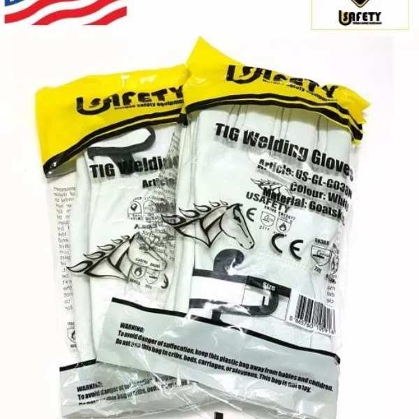 Găng Da Dê Hàn TIG Dán Xé Usafety Mỹ Tiêu Chuẩn CE Size S, M, L Tiêu Chuẩn