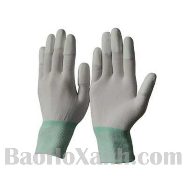 Găng Tay Sợi Ngón Xám Cổ Xanh