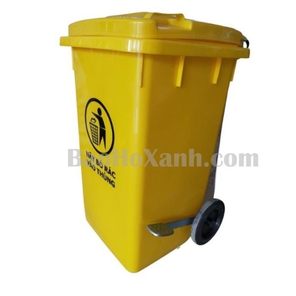 Thùng Rác 120l Đạp Chân Hông Màu Vàng