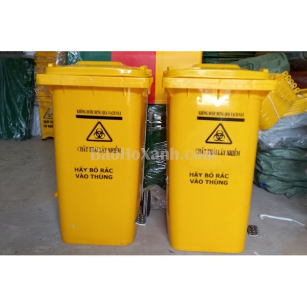 Thùng Rác 240L Gấp Đôi Màu Vàng