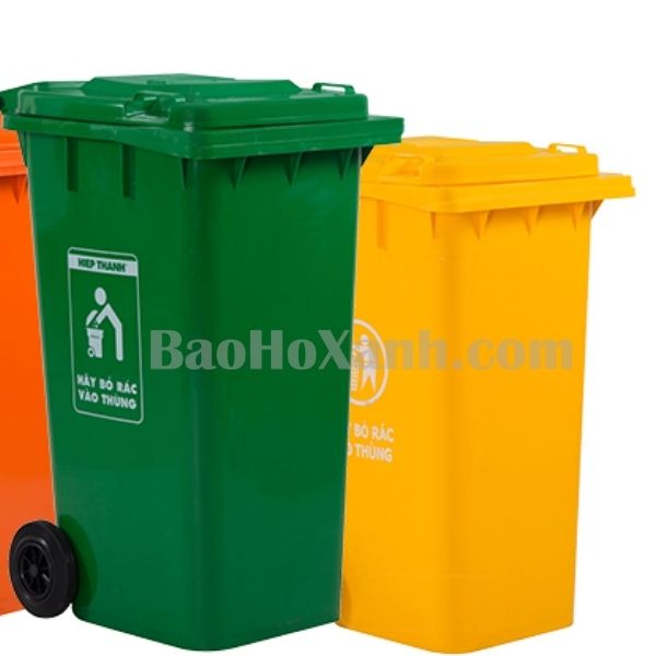 Thùng Rác 240L Nhựa MKC.02 Xanh Lá Vàng