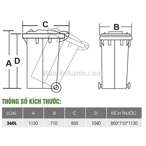 Thùng Rác 360L Chi Tiết
