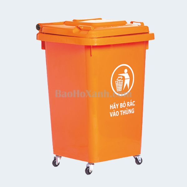 Thùng Rác 60L Màu Cam Cao Cấp