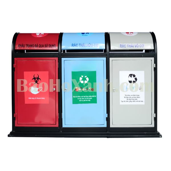 Thùng Rác Ba Màu Ngoài Trời