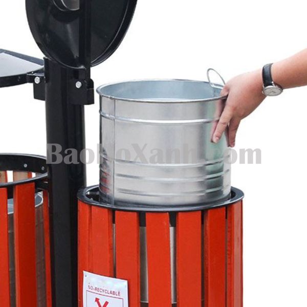 Thùng Rác Gỗ Treo Đôi