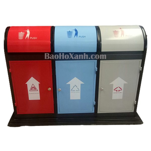 Thùng Rác Ngoài Trời Ba Ngăn
