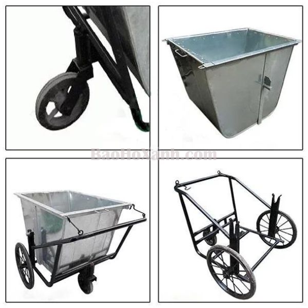 Xe Gom Rác Tôn 400L Chi Tiết